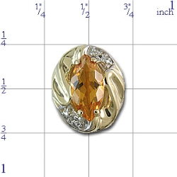 B3687 14K SLIDE WITH MARQUISE CITRINE AND DIAMONDS 